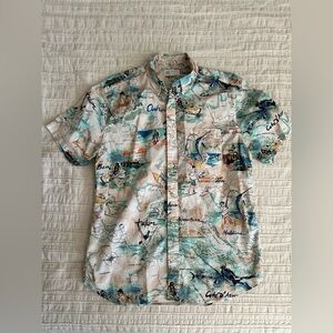 Gap Men's Medium Short-Sleeve Vacation Map Print Button-Up Shirt